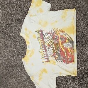 Garage crop top unlimited racing t-shirt Yellow tie dye size large